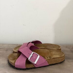 BIRKENSTOCK SIENA SLIDE SANDAL WOMEN'S PURPLE ORCHID LEATHER SIZE 38 7-7-5